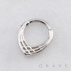 SPIKE CHEVRON WOVEN V-SHAPE WEAVE FRONT 316L SURGICAL STEEL SEPTUM HINGED SEGMENT HOOP RING